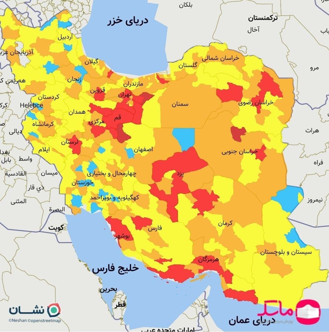 تهران، مشهد و ۸ مرکز استان دیگر؛ در وضعیت قرمز کرونایی