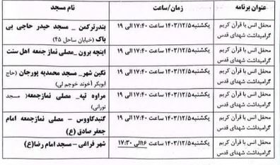 محفل انس با قرآن کریم به یاد سیدالشهدای مقاومت شهید سید حسن نصرالله ، مجاهد شهید سید هاشم صفی الدین و شهدای قدس در برخی از شهرهای گلستان برگزار می شود.