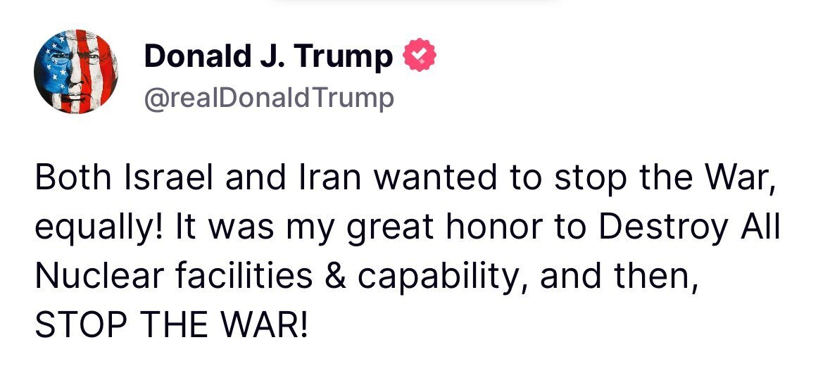 پیام جدید ترامپ درباره آتش‌بس بین ایران و رژیم صهیونیستی