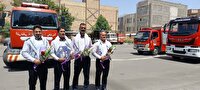 استقبال از آتش نشانان نیشابوری در بازگشت از تهران